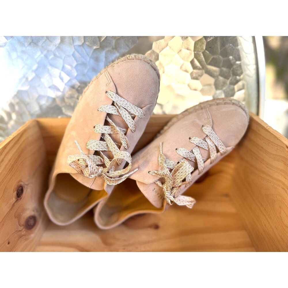 Sézane Blush Pink  Nubuck Leather Upper Espadrille Flats Size FR 40 = US 9